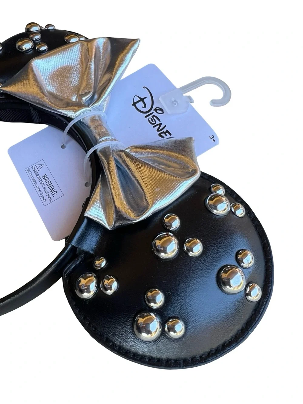 DISNEY Studded Faux-Leather Mickey Minnie Mouse Ears Headband Punk Rock Edgy Bow